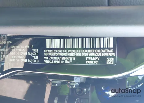 2022 Jeep Renegade Latitude 4X4 из США, поврежденный, VIN ZACNJDB19NPN78712